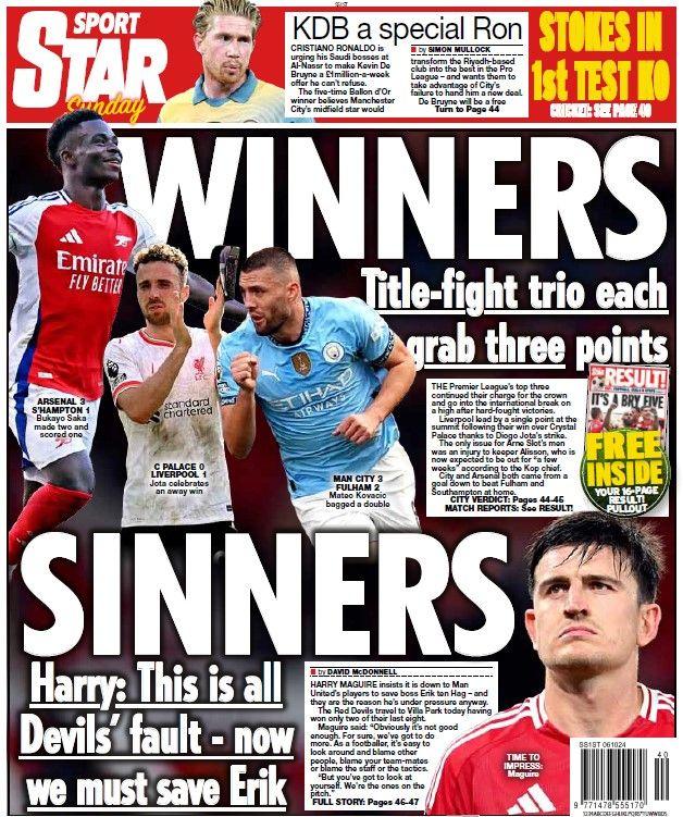 The back page of the Daily Star Sunday