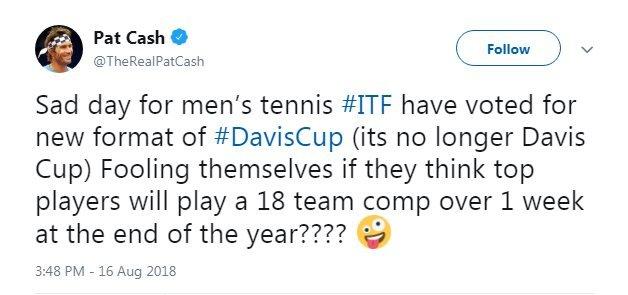 Pat Cash tweets about Davis Cup reform