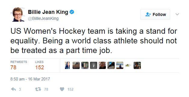 US Women's hockey team is taking a stand for equality. being a world class athelete should not be treated as a part time job,.