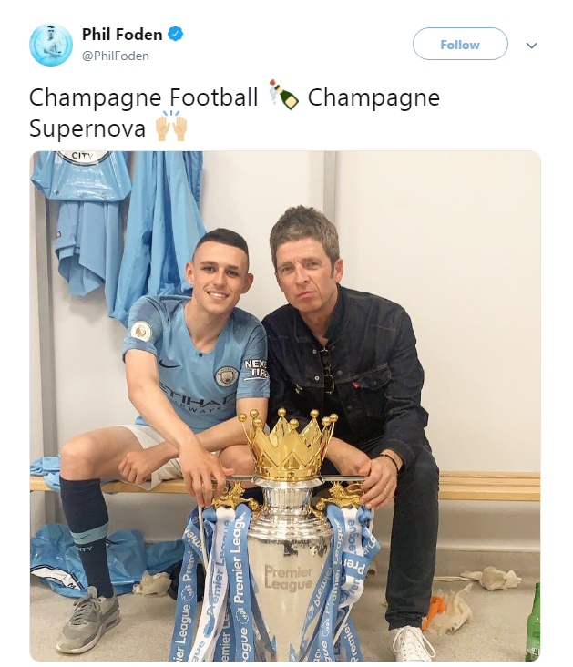 Phil Foden tweeted: Champagne football. Champagne Supernova