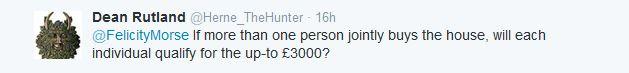 Tweet asking if more than one person wants to buy a house is there a limit of how many Help To Buy ISAs can be used