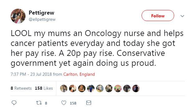 Tweet on nursing pay