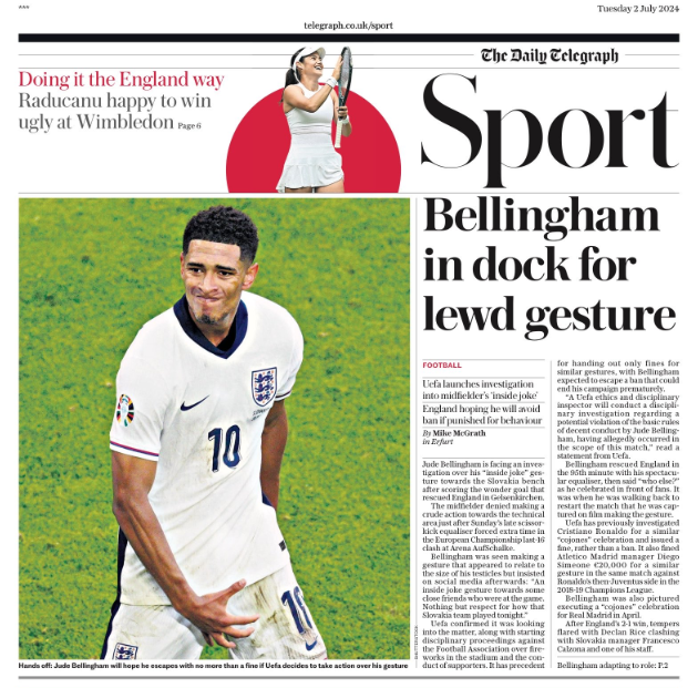 Telegraph back page