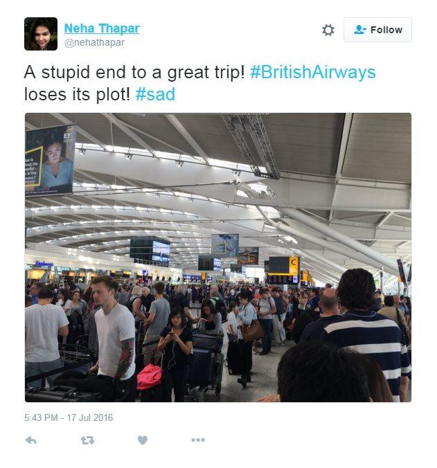 A passenger tweets that BA has "lost the plot"