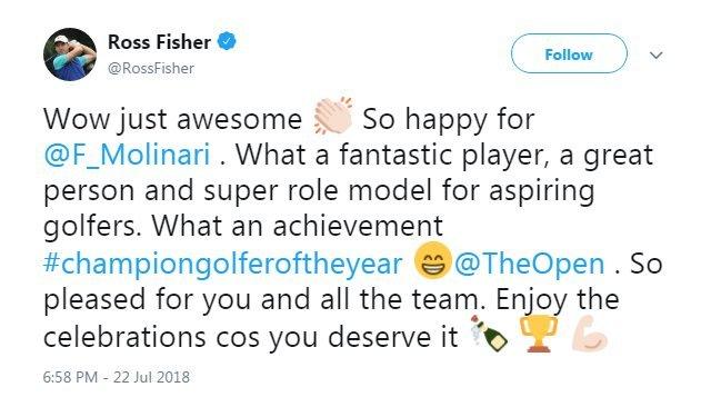 Ross Fisher congratulates Francesco Molinari