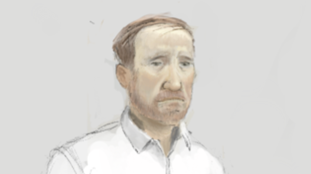 Illustration of a man with short ginger hair and beard in a white shirt