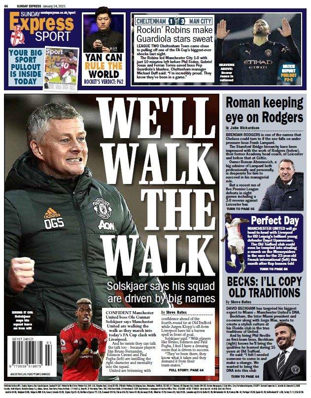 The back page of the Sunday Express