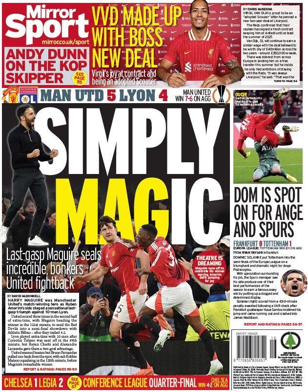 Back page of the Daily Mirror