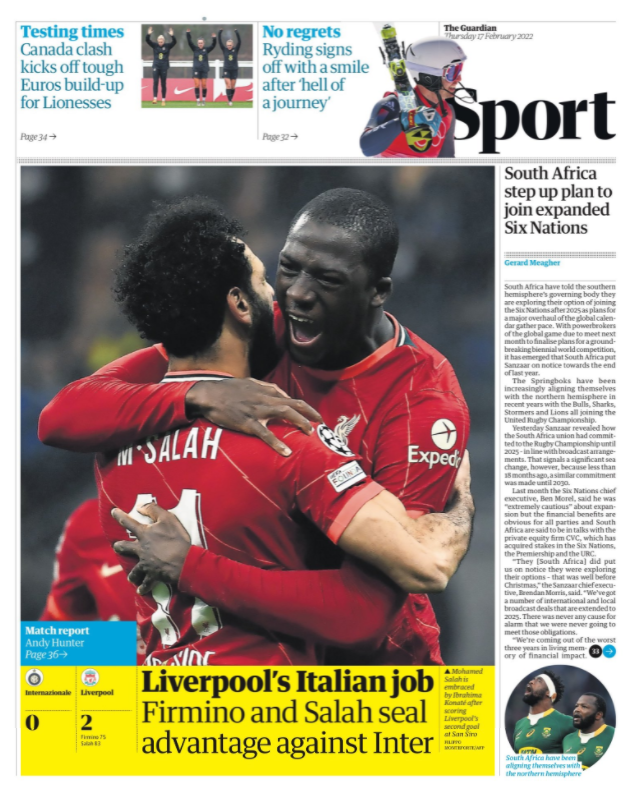 Guardian back page