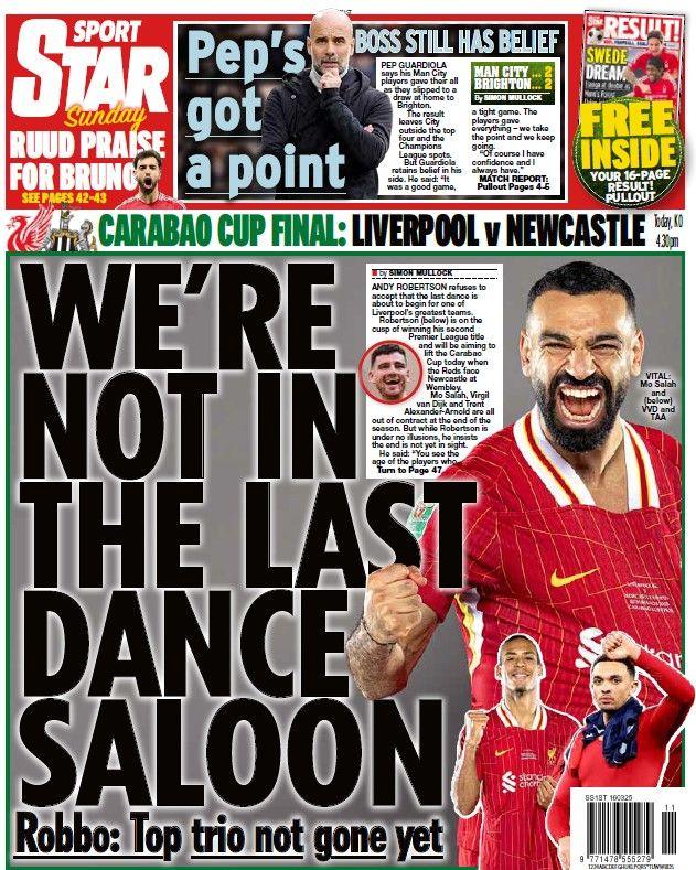 The back page of the Daily Star on Sunday