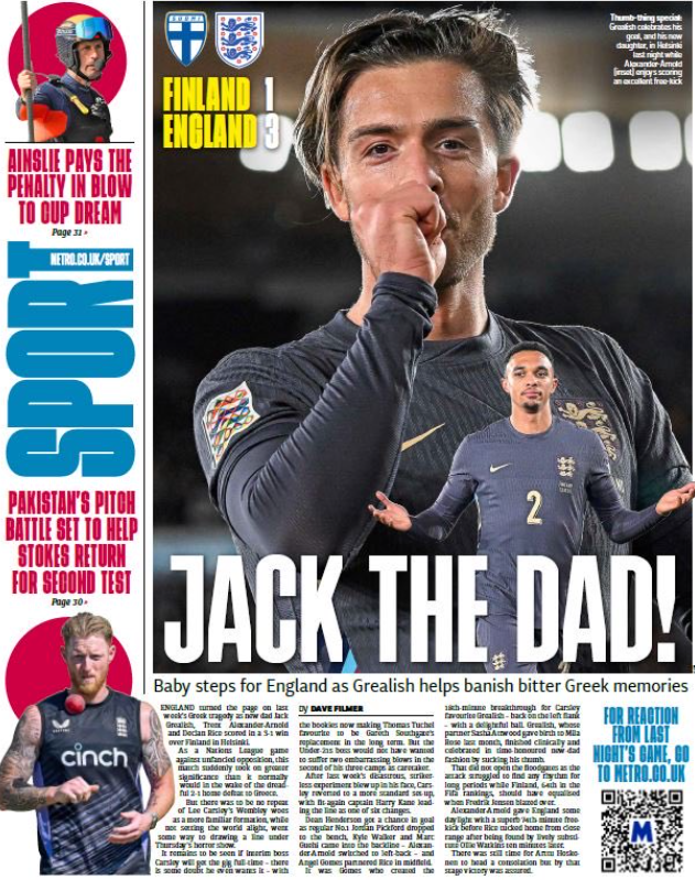 Metro back page