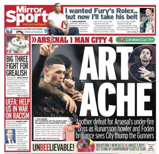The back page of the Daily Mirror