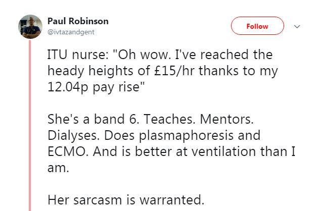 Tweet on nursing pay