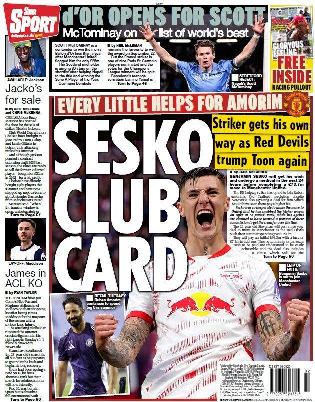 The back page of the Daily Star