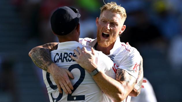 England captain Ben Stokes hugs Jofra Archer to celebrate taking a wicket