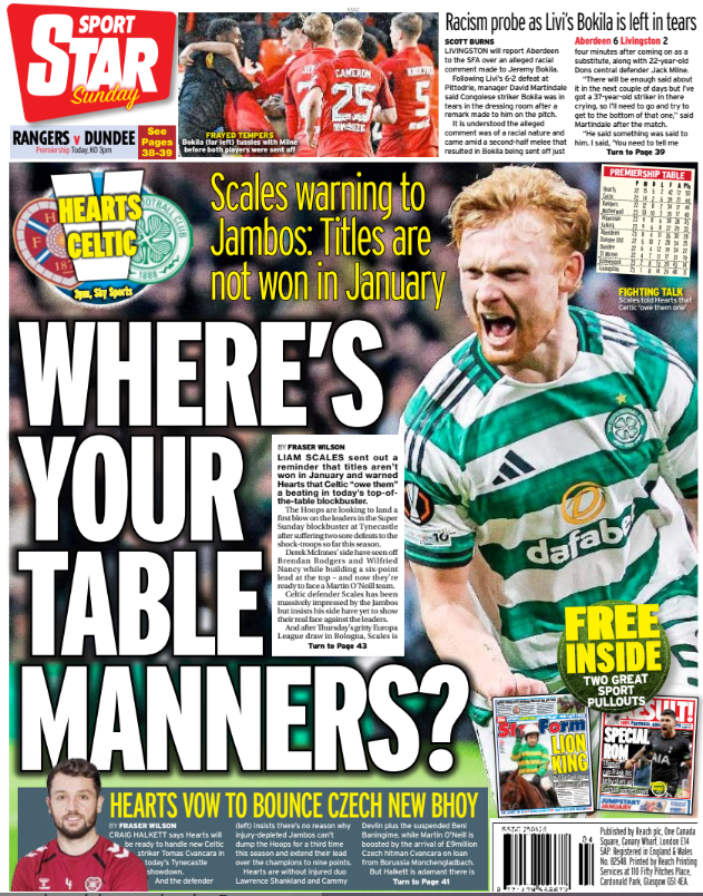 Star On Sunday back page