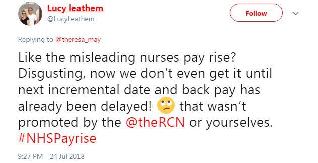 Tweet on nursing pay