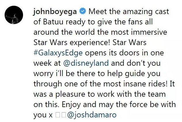 John Boyega instagram post.