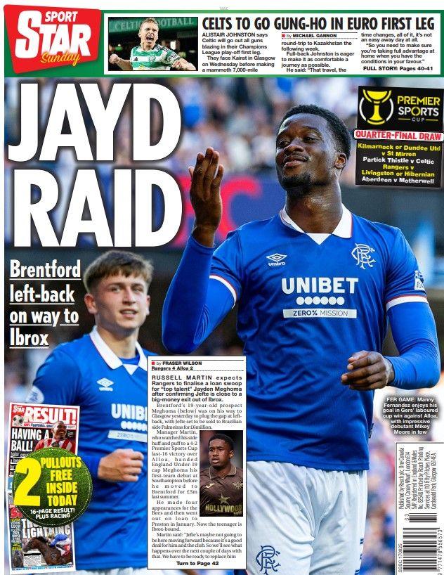 The back page of the Daily Star on 170825