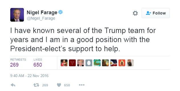 Nigel Farage tweet