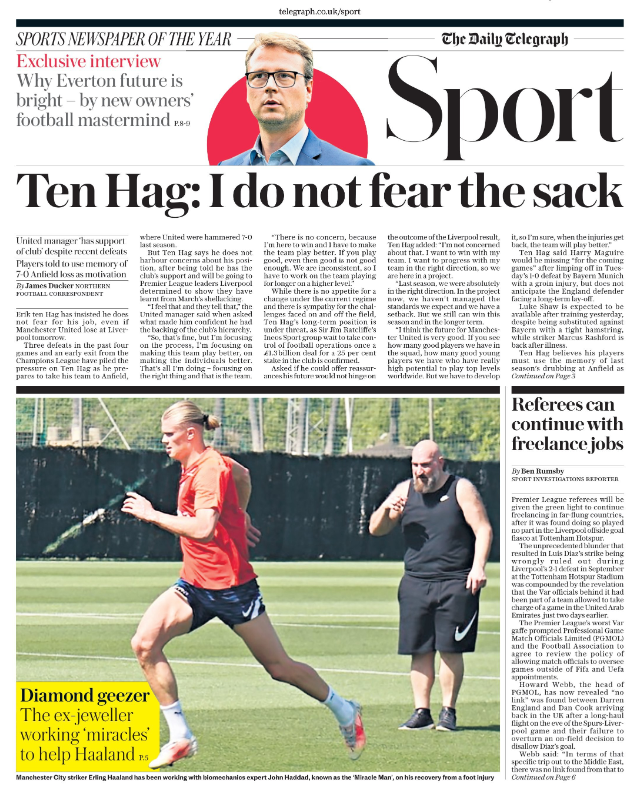 Telegraph sport page