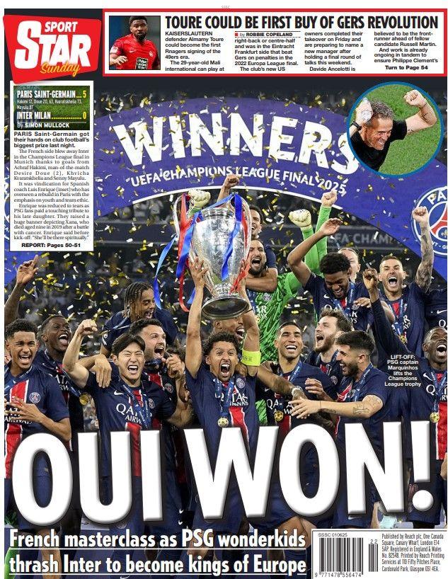 The back page of the Scottish edition of The Star on 010625