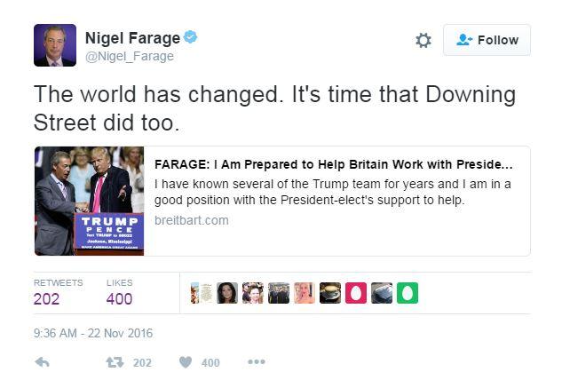 Nigel Farage tweets