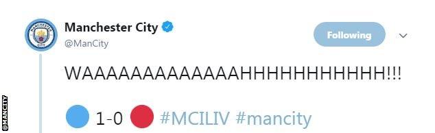 "Waaaaaaahhhhhhh!" says Manchester City's official Twitter account