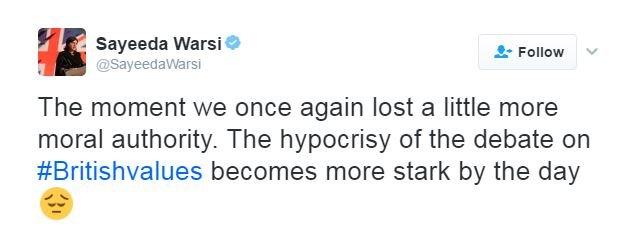 Baroness Warsi tweet