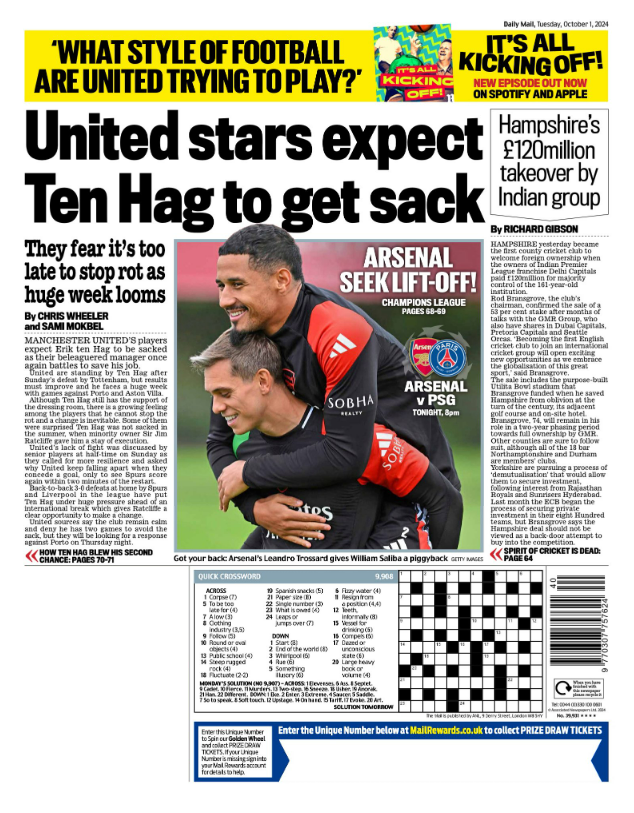 Back page of the Daily Mail