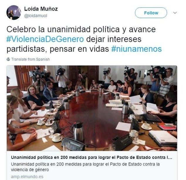 Loida Muñoz tweets: "I welcome the political unanimity and advance... leave partisan interests behind, think about lives"