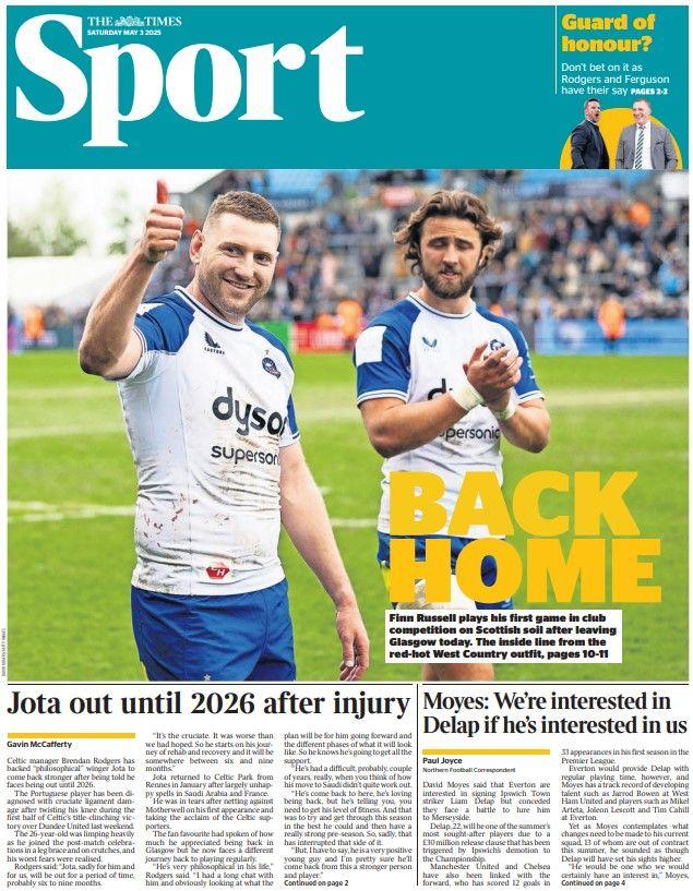 The back page of the Scottish edition of The Times on 0305025