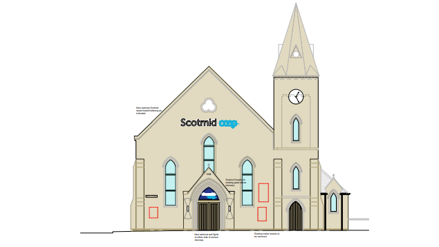 An artist's impression of the church as a Scotmid.