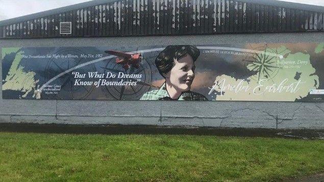 Derry Earhart mural close to landing site