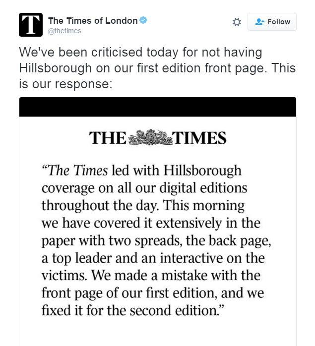 The Times statement on Twitter