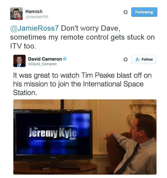 @HamishP95 tweets: Don't worry Dave, sometimes my remote control gets stuck on ITV too.