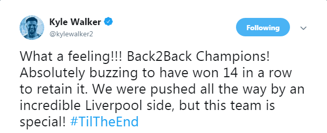 What a feeling! Back to back champions! Absolutely buzzing to have won 14 in a row to retain it. We were pushed all the way by an incredible Liverpool side, but this team is special!