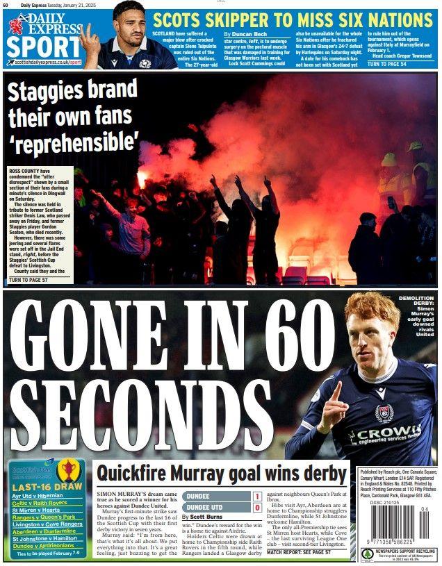 The back page of the Scottish Daily Express