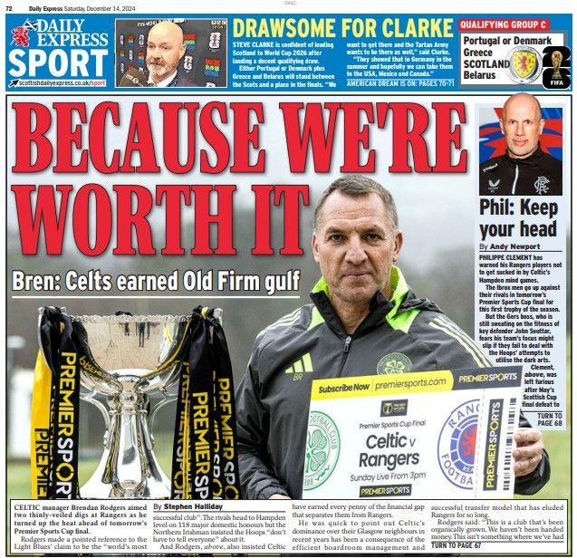 The back page of the Scottish Daily Express on 141224