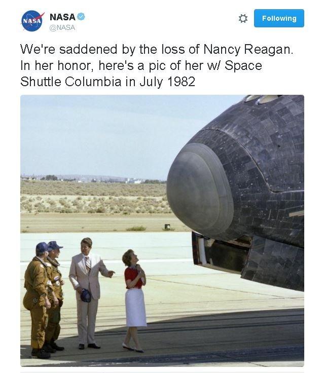 Nasa tweet to Nancy Reagan