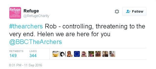 Refuge tweets: Rob - controlling to the very end. Helen we are here for you