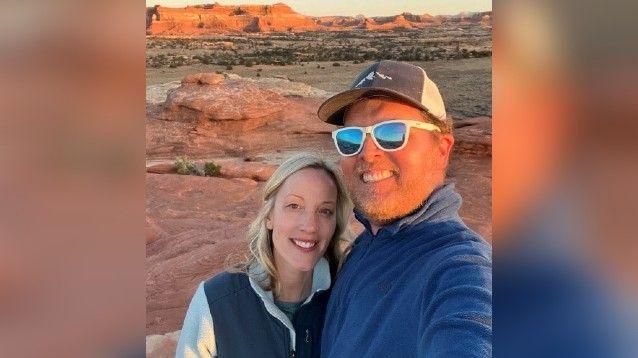 Mr Parrott and his partner Beth taking a selfie at  a canyon setting