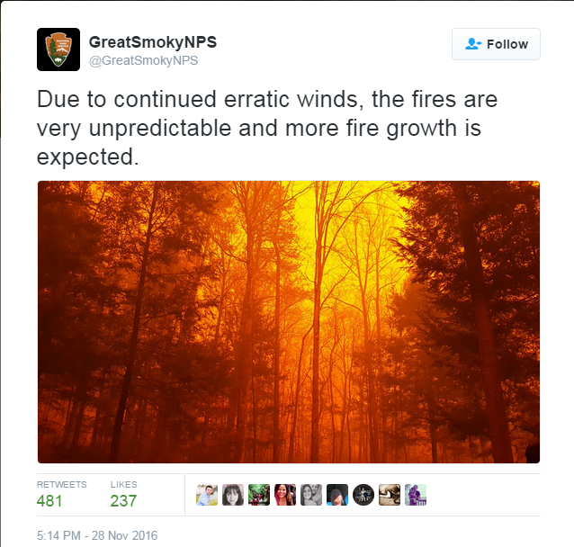 Tweet by Great Smokys national park