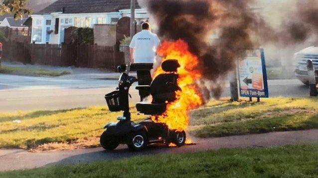 Mobility scooter on fire