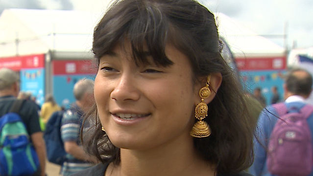 Leena Sarah Farhat smiling at the National Eisteddfod