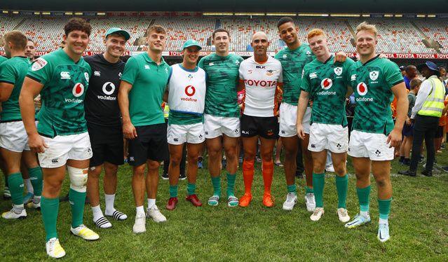 Some of Ulster's Emerging Ireland players with Ruan Pienaar two years ago