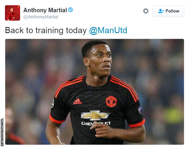 Anthony Martial tweet