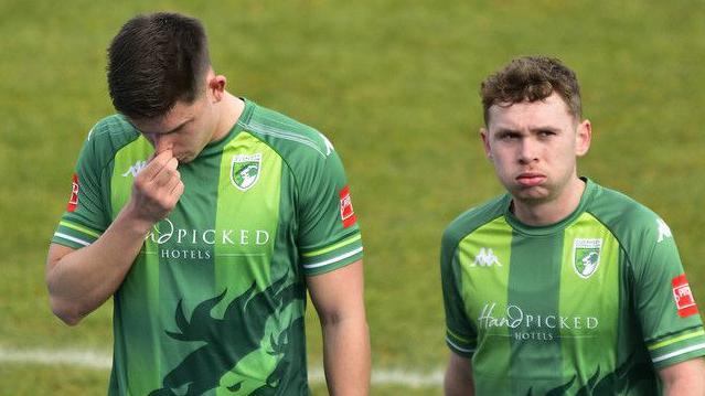 Guernsey FC players looking dejected