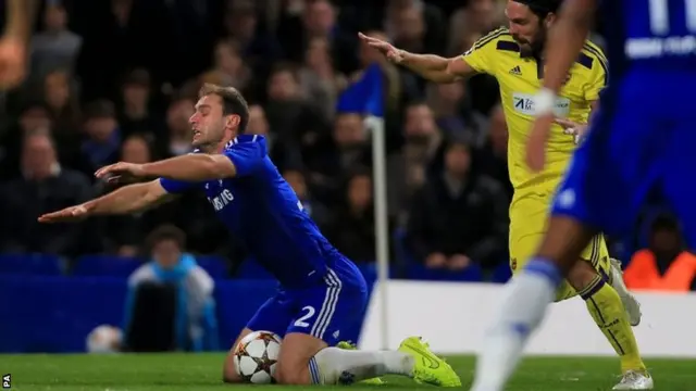 Branislav Ivanovic is brought down for a penalty