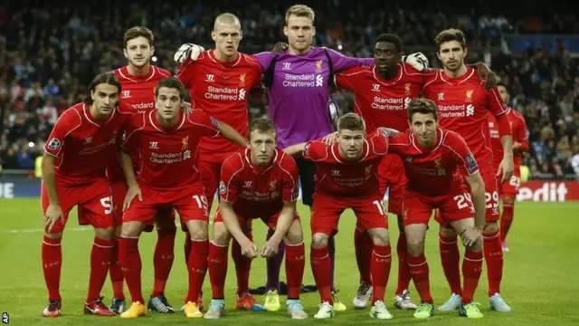 Liverpool team pose for a team photo pre-match